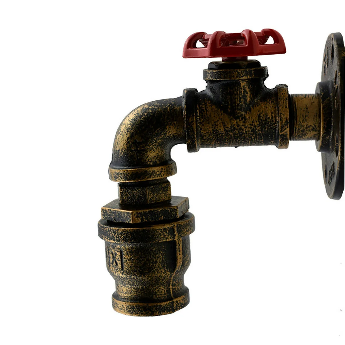 Brushed copper industrial pipe lamp with vintage single head and water pipe design mounted on wall in European style