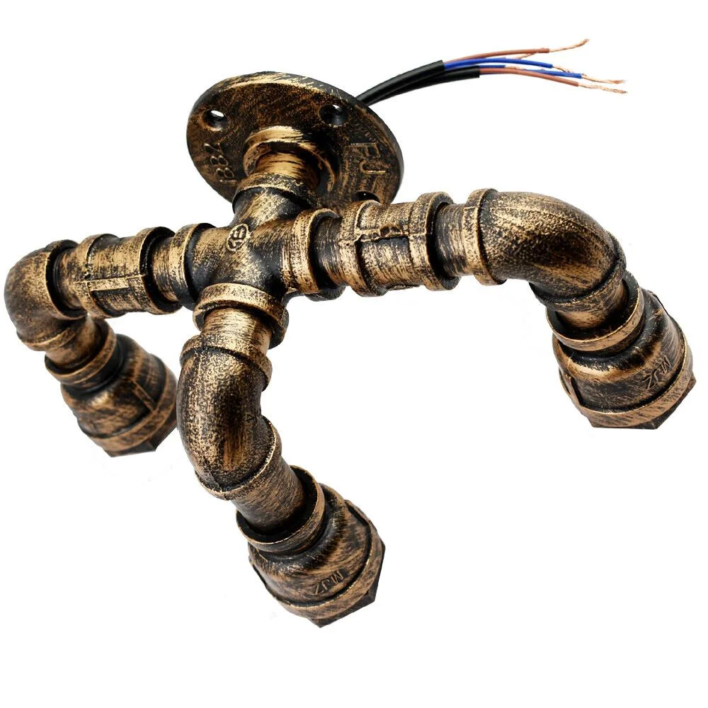 Brushed copper wall lamp with E27 bulb, European style lighting, perfect for loft, dining room, and vintage decor spaces