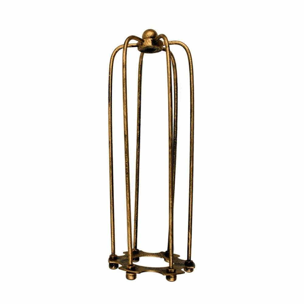 Brushed copper industrial metal lampshade with long wire cage design, slim cylindrical shape for ceiling pendant light