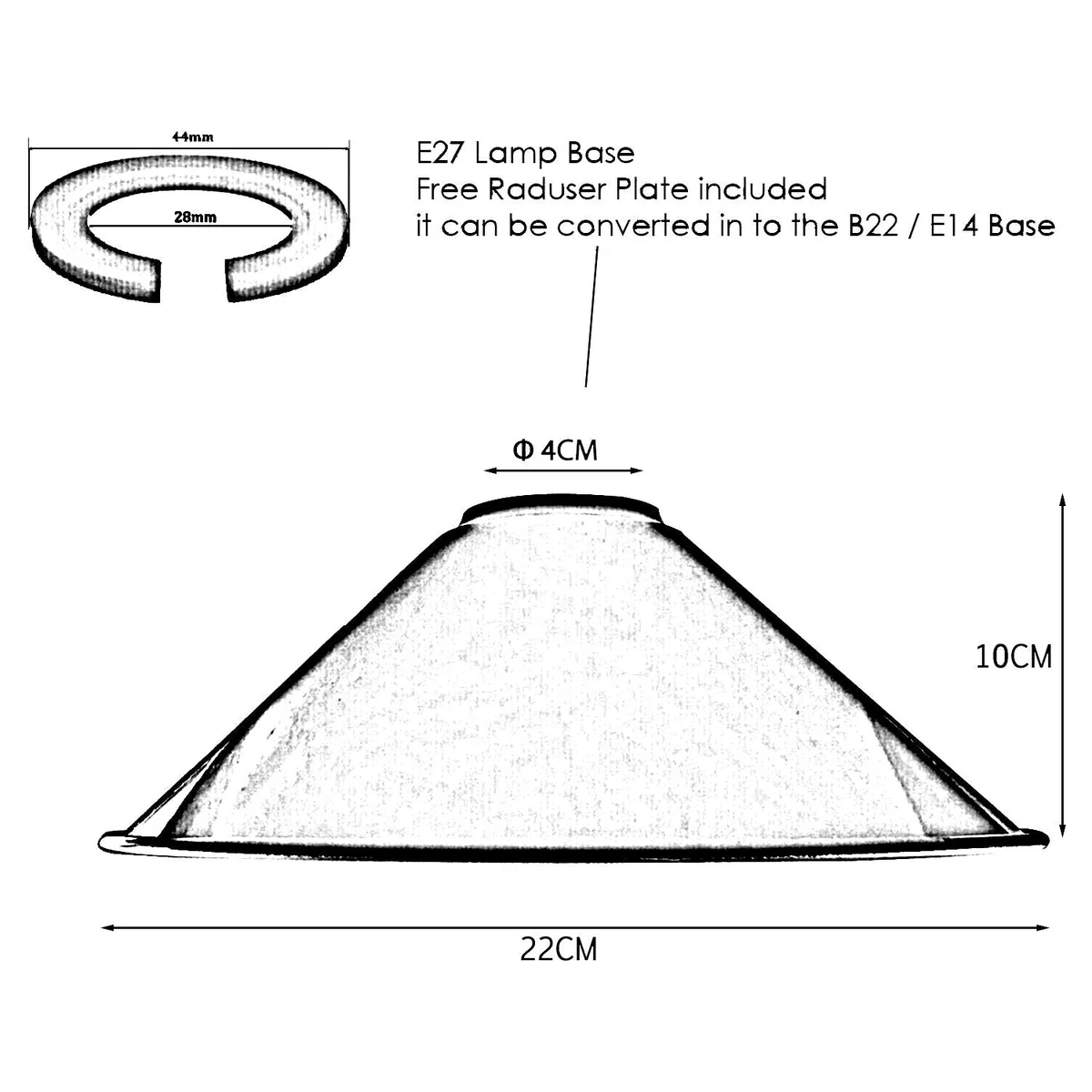 Semi Curvy vintage industrial metal pendant light shade in dark finish, easy fit pendant light for E27 bulbs