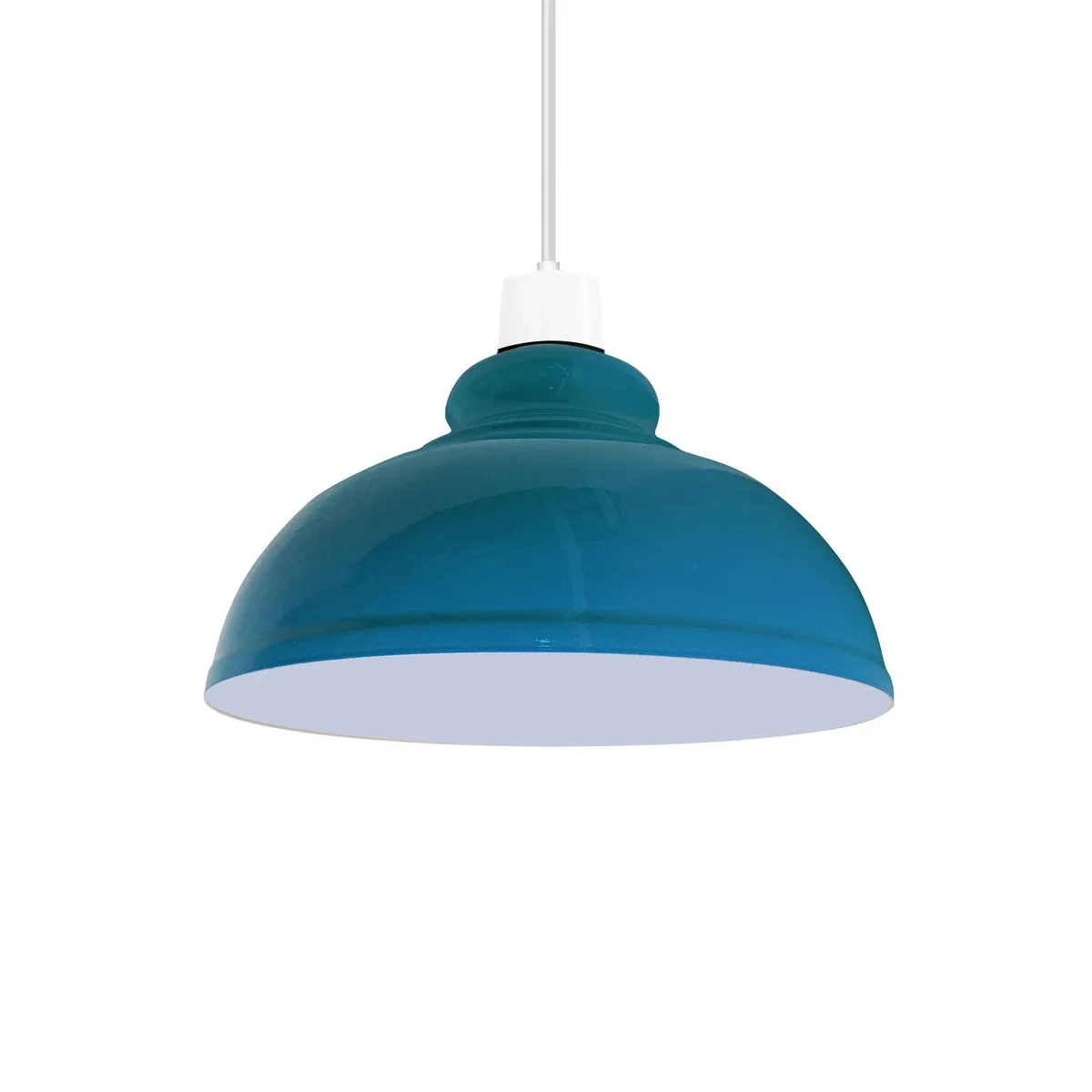 Five metal vintage industrial pendant light shades in Curvy, Mosque, Semi Curvy, Tear Drop, and Cone shapes on white background