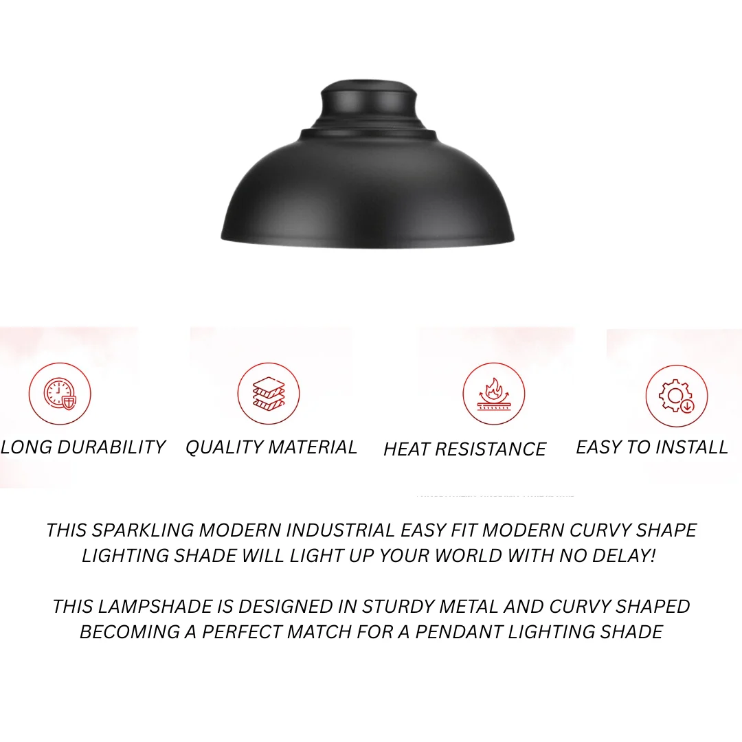 Black metal retro ceiling pendant light shade with concrete effect finish, easy fit lampshade for modern interiors