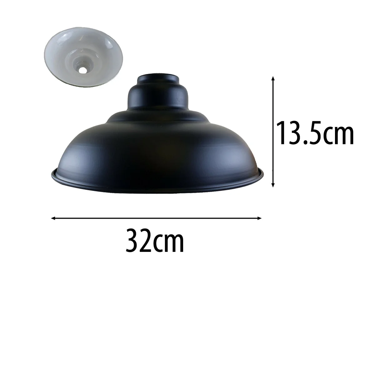 Black glossy modern indoor metal lampshade with sleek industrial design, suitable for ceiling pendant light fittings