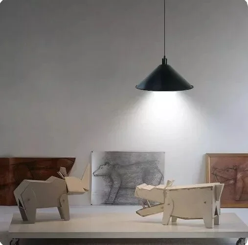 Brushed copper cone metal lamp shade with E27 fit, showcasing modern vintage pendant style for home or commercial use