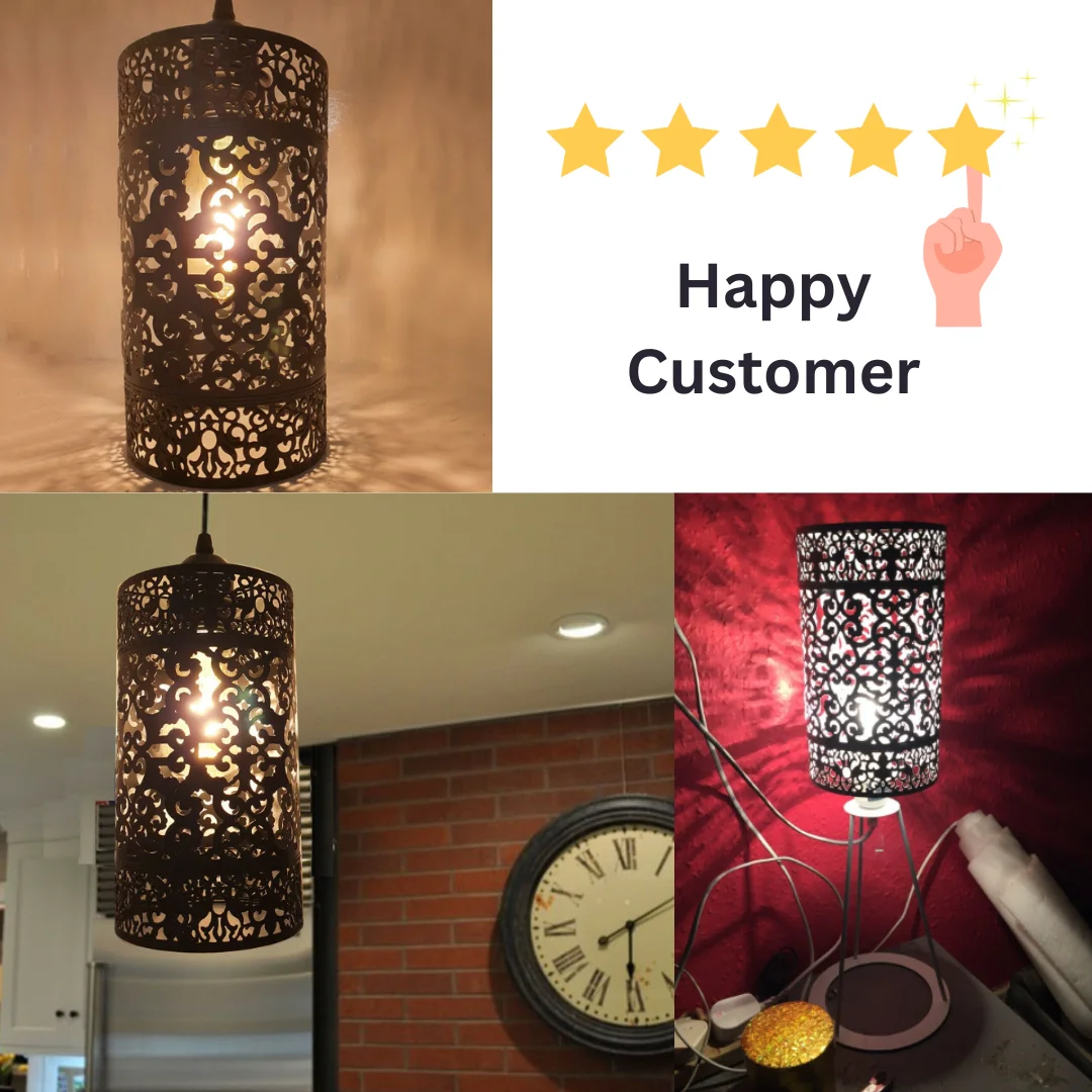 Black metal drum wire cage modern industrial pendant light with open design, shown installed on ceiling socket indoors