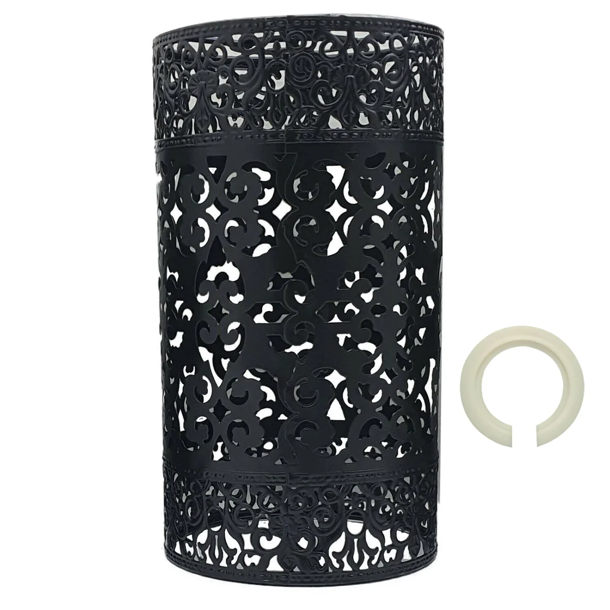 Black industrial drum wire cage indoor metal ceiling light with open wire design and black finish hanging on ceiling