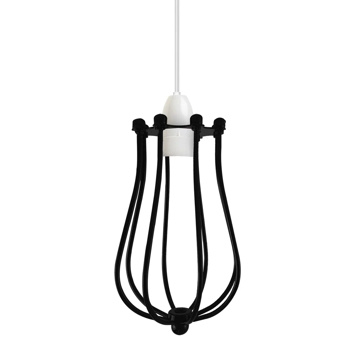 Black metal balloon cage lampshade with vintage industrial design, easy fit hanging pendant light for indoor use