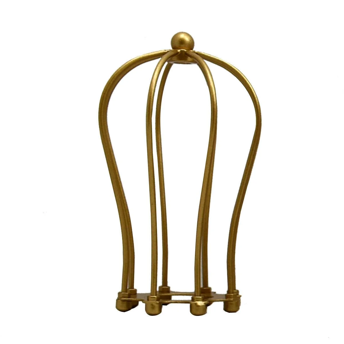 Gold metal cage lamp in balloon shape with vintage industrial design, easy fit hanging pendant shade