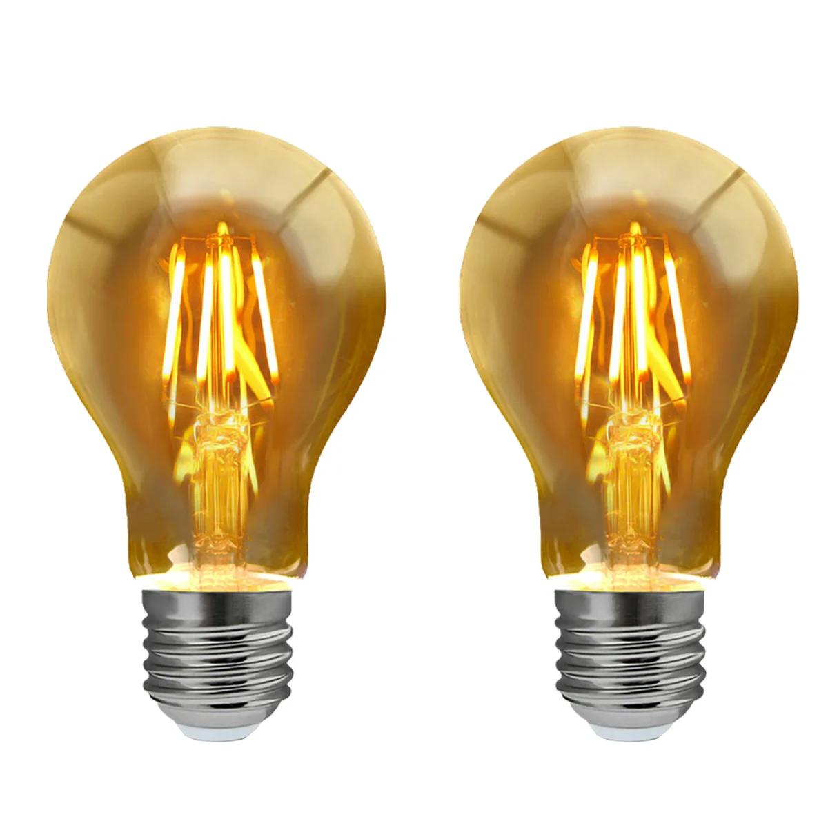 Amber glass 8W LED bulb with E27 base and vintage filament design for dimmable lighting fixtures