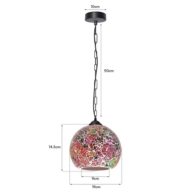 Vintage ceiling light with blue and white stained glass dome shade featuring dragonfly design, hanging from chain and ceiling rose
