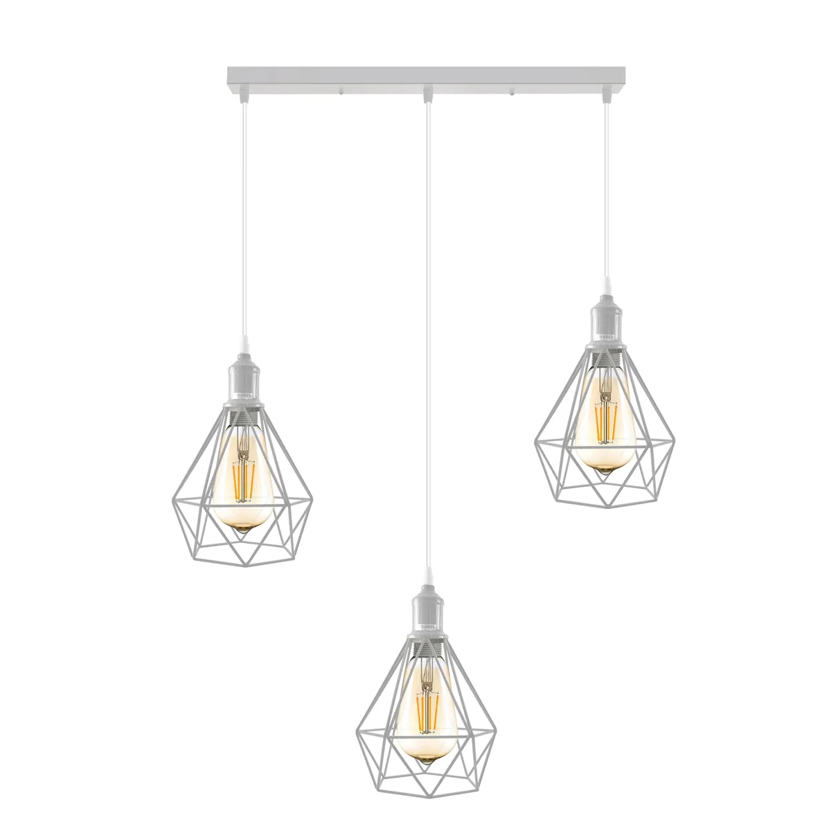 Vintage metal adjustable hanging light with open cage shade and 95cm cable for ceiling installation in indoor spaces