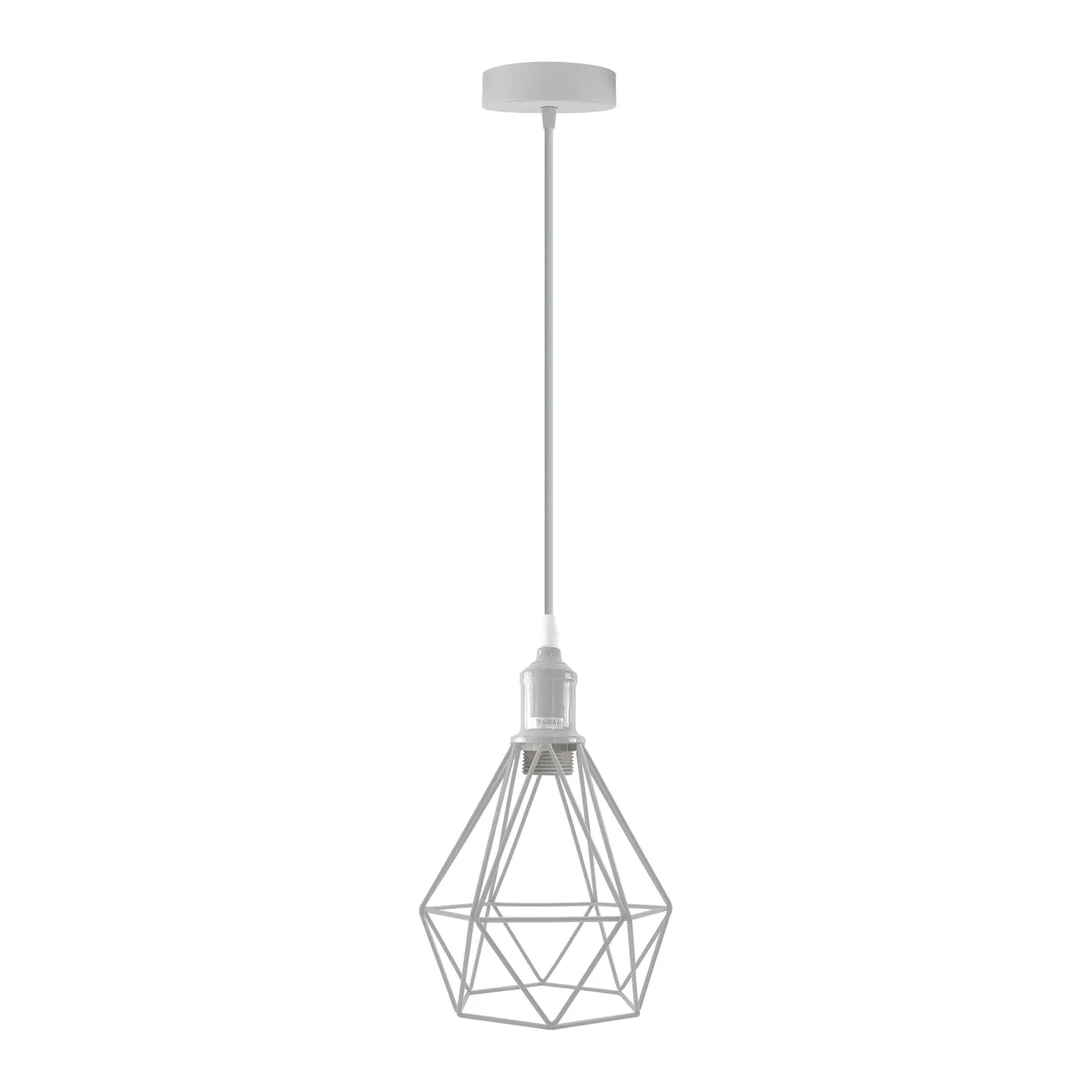 Three vintage-style metal open cage E27 ceiling lights hanging with adjustable 95cm cables against a white background
