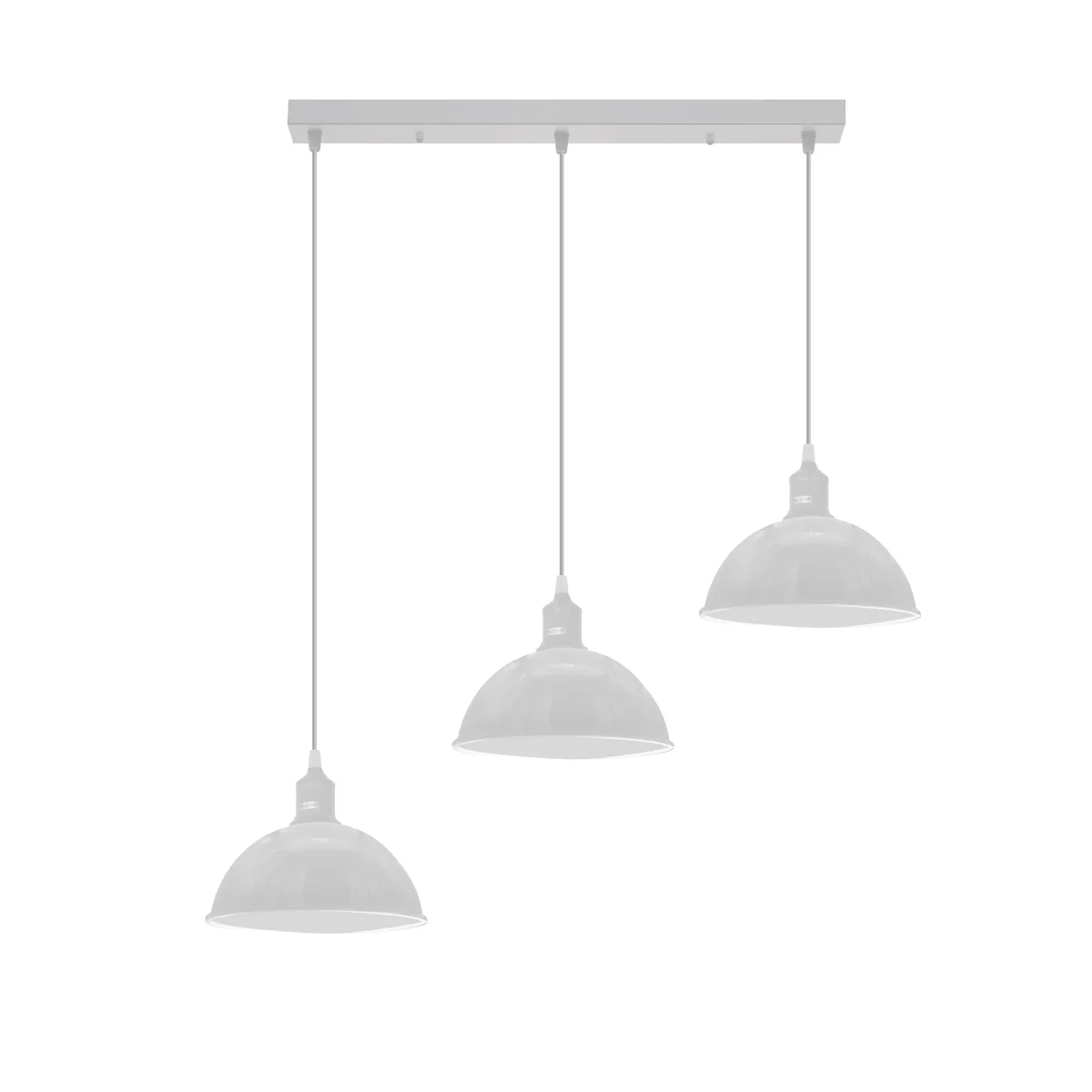 Industrial vintage loft metal kitchen light with three adjustable metal shades on a horizontal bar ceiling fixture