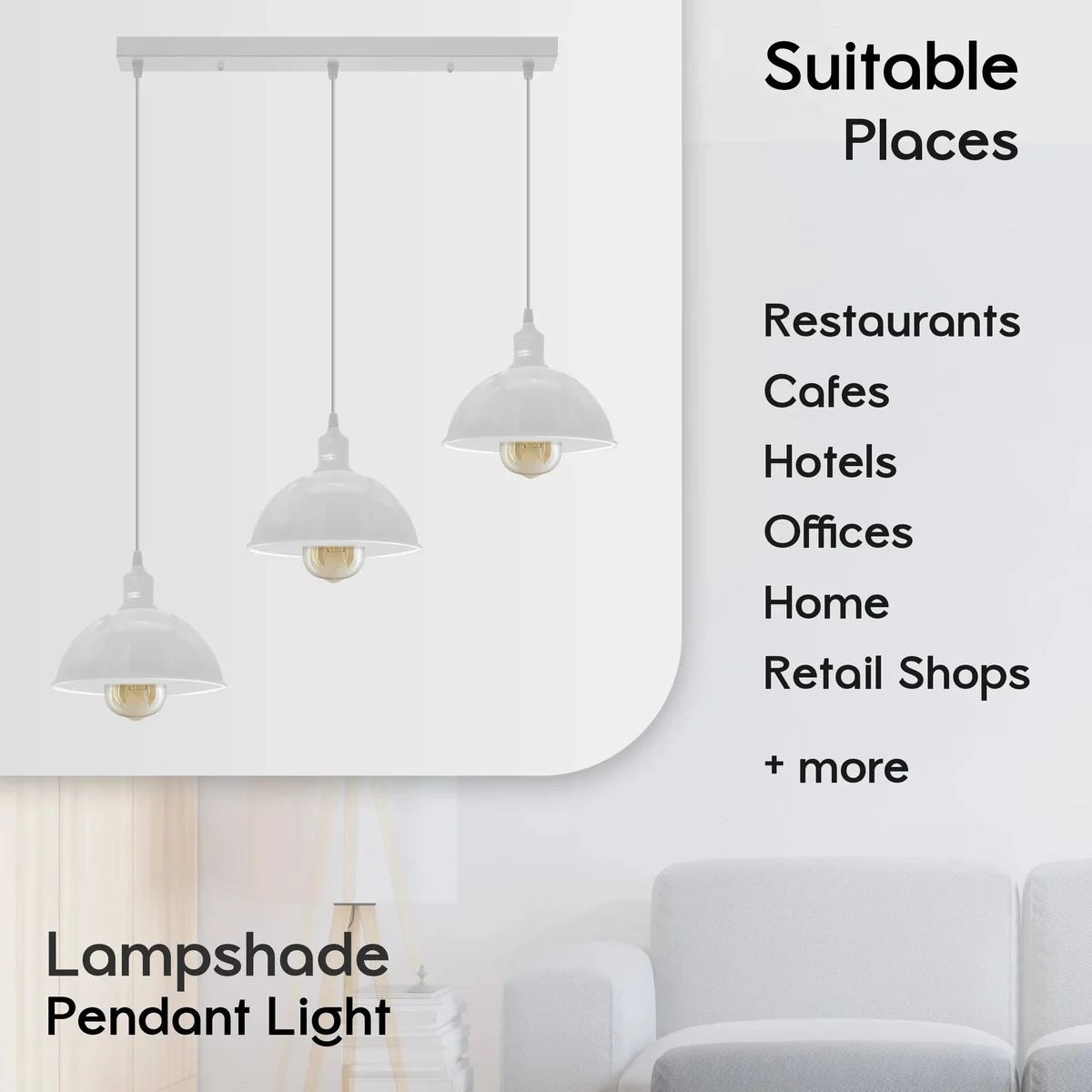 Industrial vintage loft style metal 3 fittings ceiling light with E27 bulb ceiling light sockets on adjustable cables