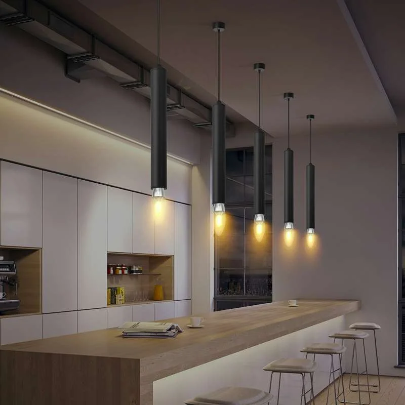 Modern black geometric diamond shape adjustable hanging pendant light with aluminium tube and 95cm cable length