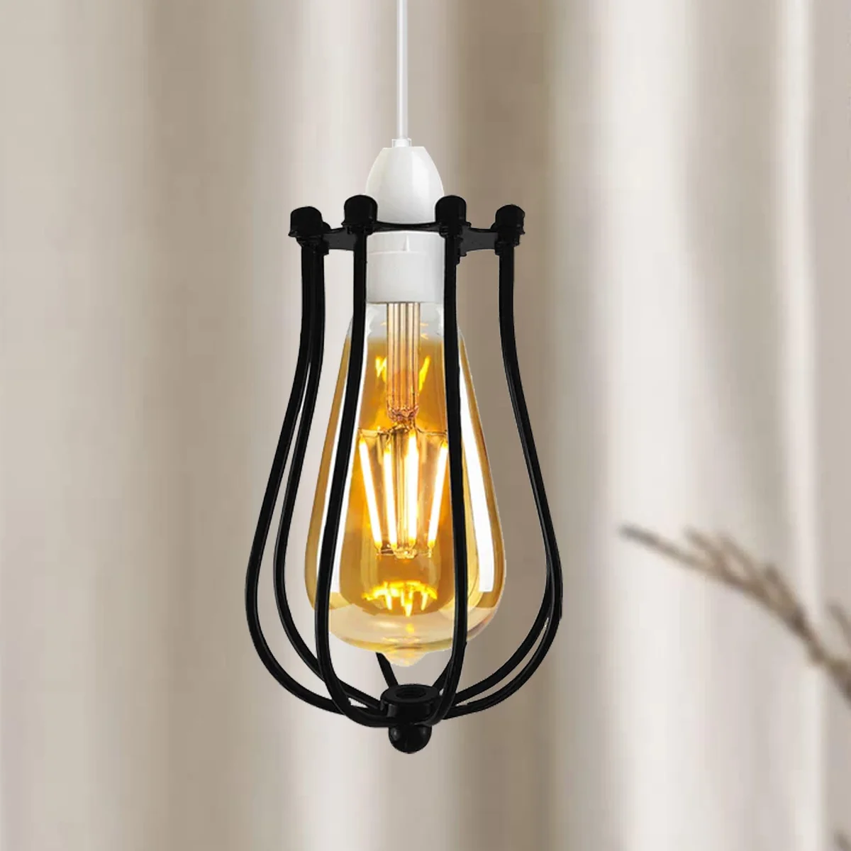 Metal balloon cage lampshade in antique industrial style, lightweight metal wire cage with balloon shape, vintage finish