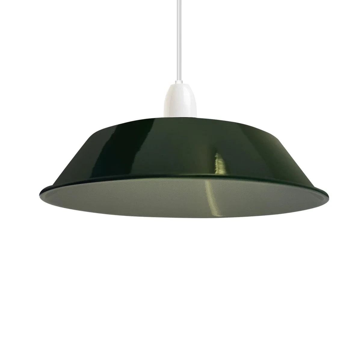 Curved metal living room ceiling shade in glossy navy blue finish, modern industrial style pendant light shade