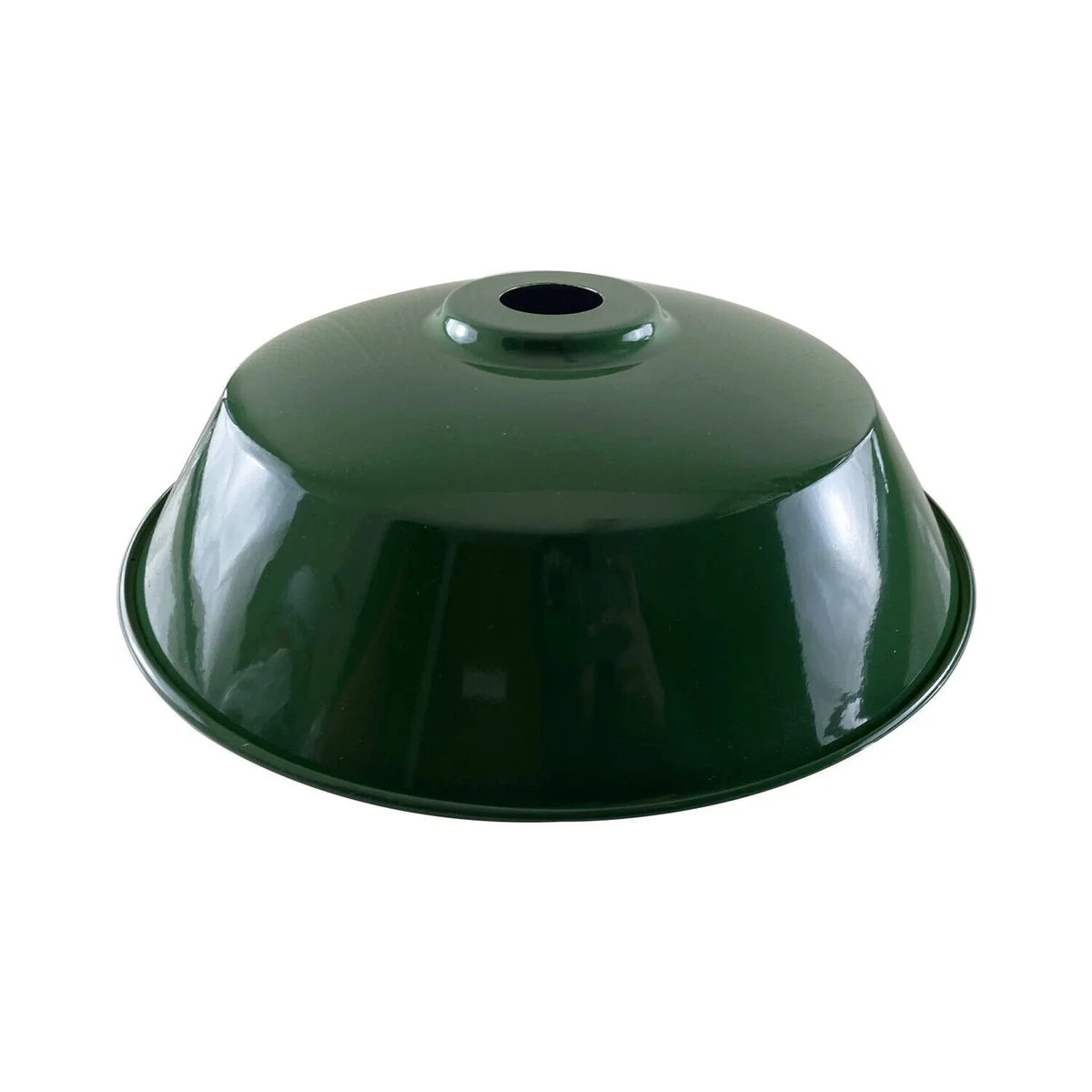 Curved metal ceiling light shade in glossy orange finish, 36cm diameter, industrial style pendant shade