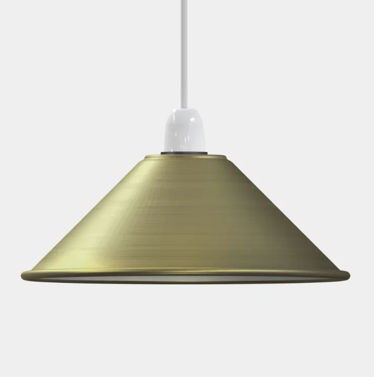 Glossy metal cone-shaped pendant shade for ceiling light with E27 base, classic vintage industrial style in black finish