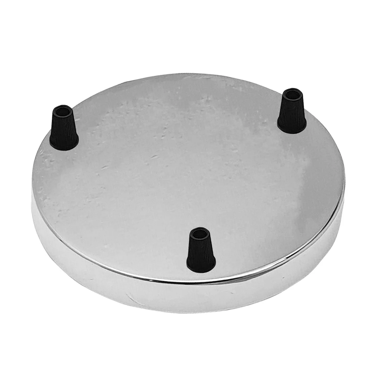 Chrome multi outlet ceiling rose with three-way outlets, 200mm diameter, designed for hanging light fittings up to 5kg