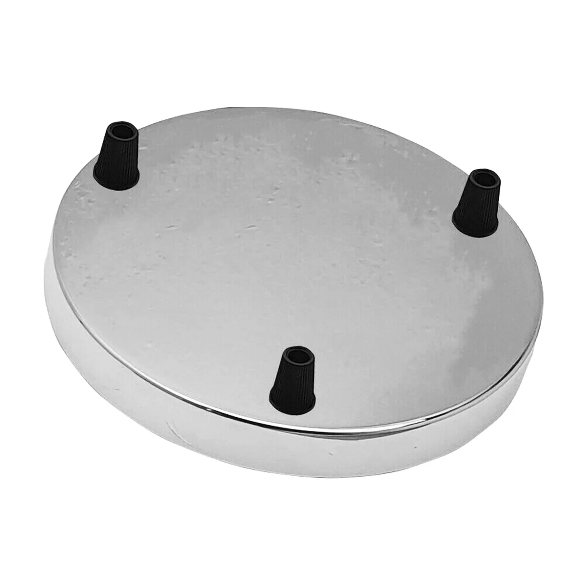 Chrome ceiling rose with three-way outlets, 200mm diameter, metallic finish, designed for hanging light fittings up to 5kg