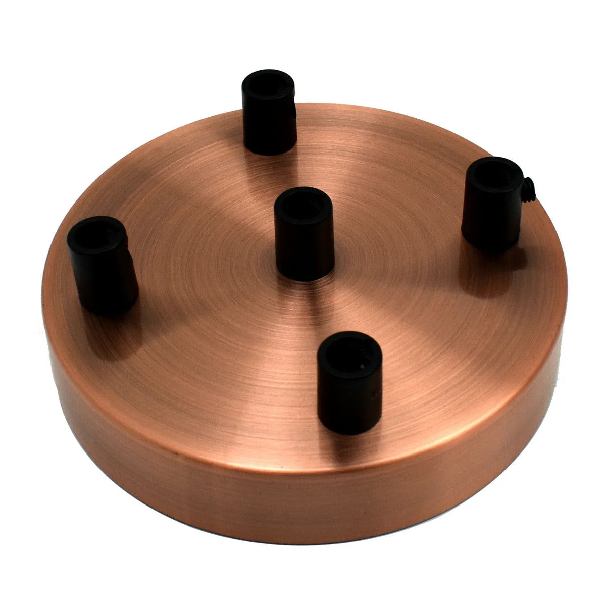 Black drop pendant with 5-hole copper ceiling rose, 120mm diameter, decorative ceiling fitting for chandeliers