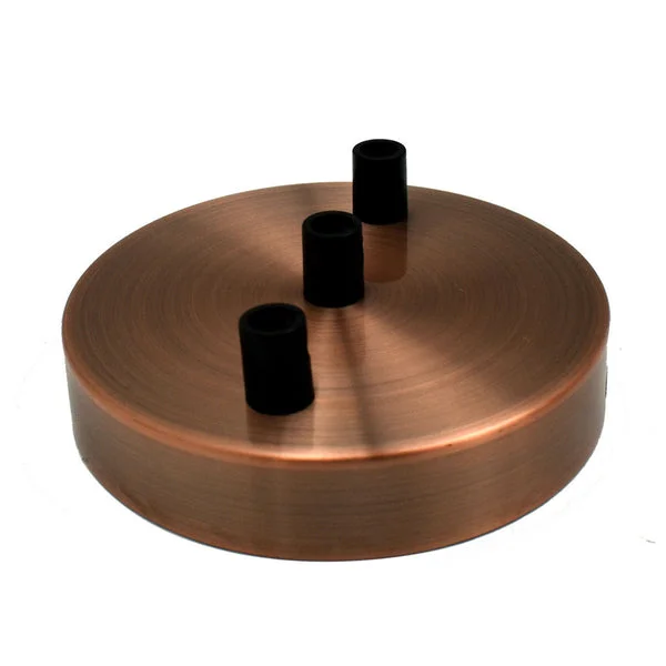 Black round ceiling rose pendant light fitting with copper finish, 100mm diameter, metal material, includes mounting hardware