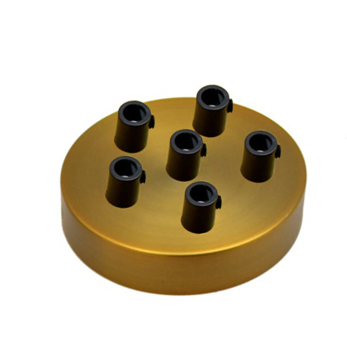 120mm yellow brass ceiling rose with 6 outlets and mounting hardware for pendant light fitting installation