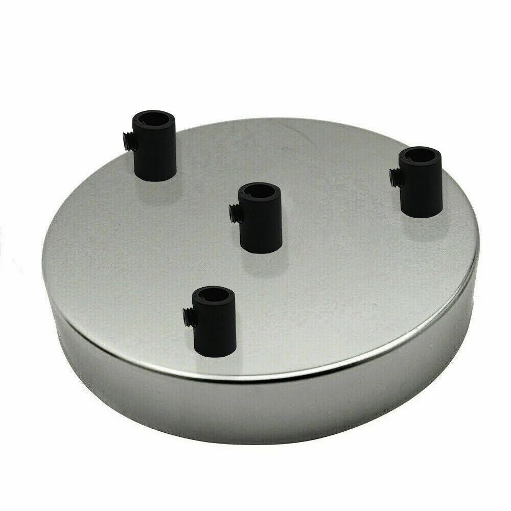 Chrome 4 outlet ceiling rose pendant light fitting with polished metal finish, 120mm diameter, and side fittings visible