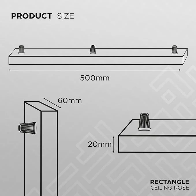 Black metal 3 outlet ceiling rose with a 300mm square shape for ceiling light fittings, model ~4055