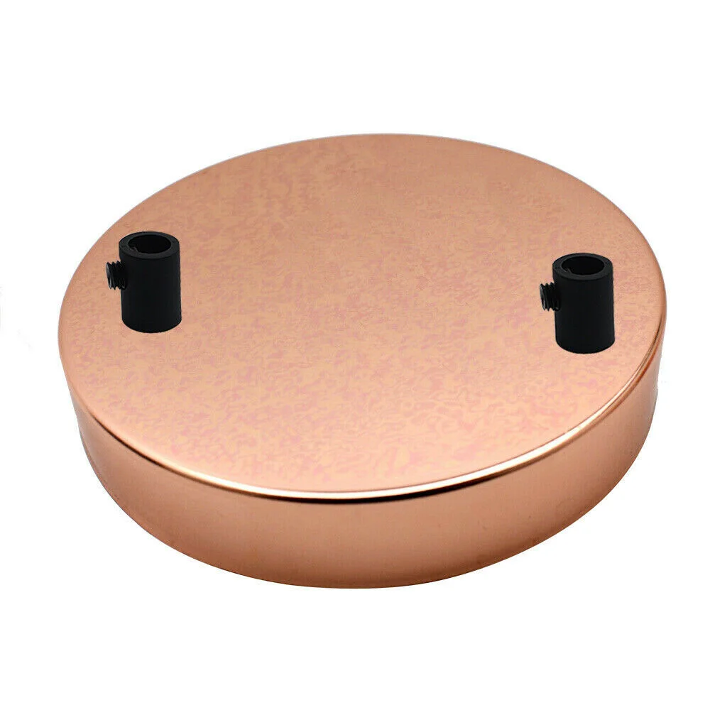 120mm rose gold metal 2 outlet ceiling rose with dual outlets and mounting hardware for pendant lights
