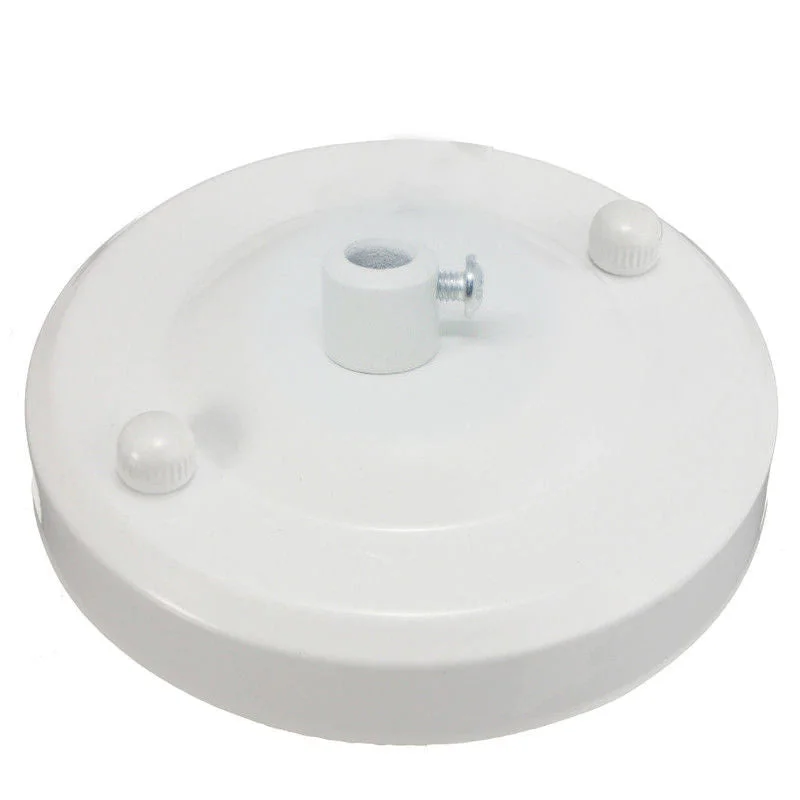 White vintage ceiling rose light fitting with 108mm diameter and cord grip, round metal design for home or commercial use