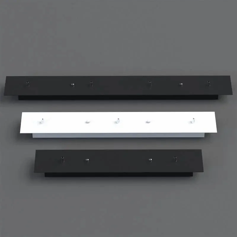 Rectangular ceiling rose metal plate with fixing bracket, screws, earth wire, and cord grip nuts for light fittings