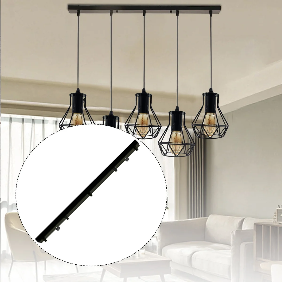 Rectangular metal ceiling rose with cord grip nuts and mounting accessories for indoor light fittings and chandeliers