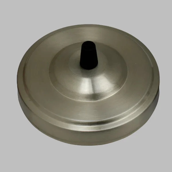 Industrial ceiling rose light fitting 108mm metal plate with black cord grip and riveted construction for pendant lights