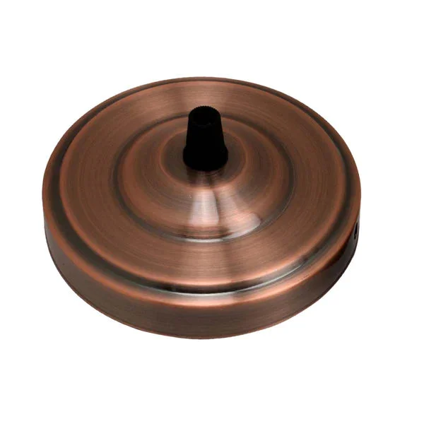 Industrial vintage ceiling plate 108mm metal rose with black cord grip and riveted construction for pendant lights