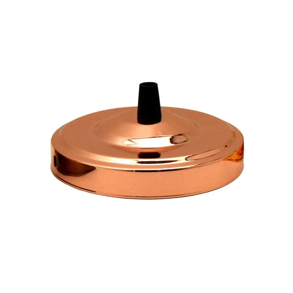 Industrial ceiling rose light fitting 108mm metal plate with black cord grip and riveted construction for secure mounting