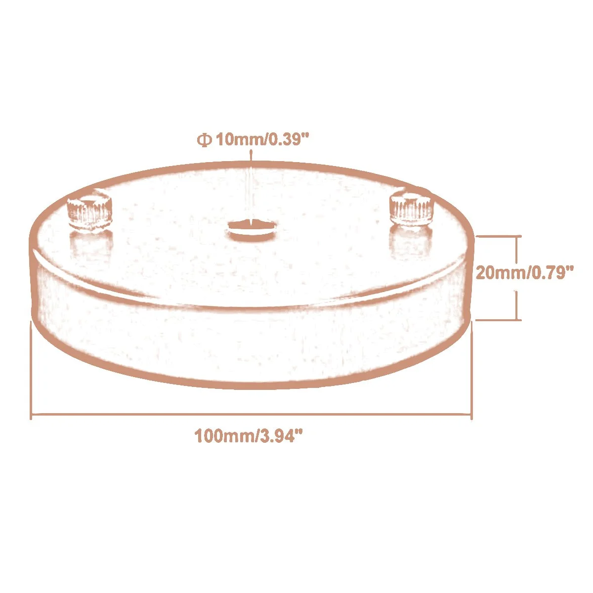 Green brass metal ceiling hook plate with ring, 100mm diameter, 20mm height, includes fitting accessories for hanging lights