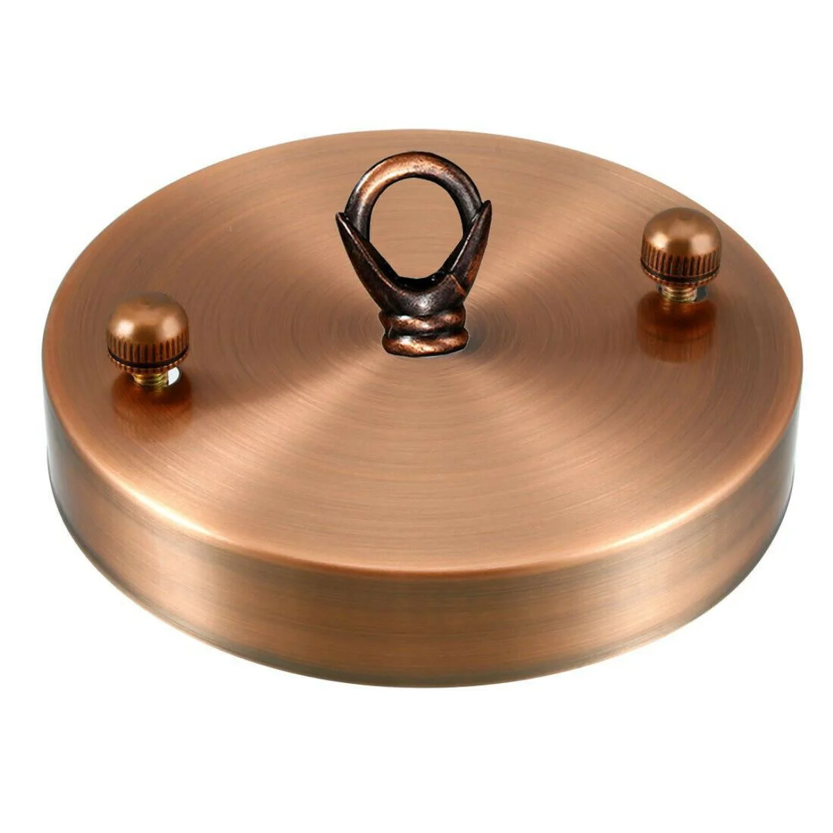 Copper ceiling hook with ring plate, 100mm diameter, 5kg weight capacity, metal with copper plating, includes fittings