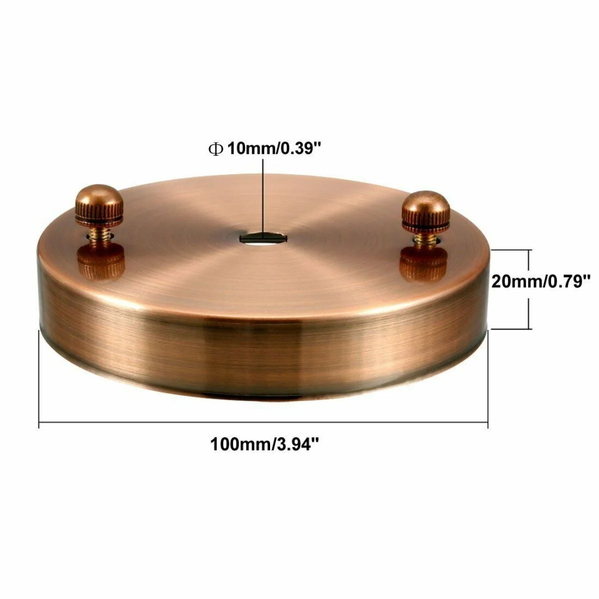 Copper color ceiling rose hook with matching ring plate and fittings for hanging chandeliers, 100mm diameter, 5kg capacity