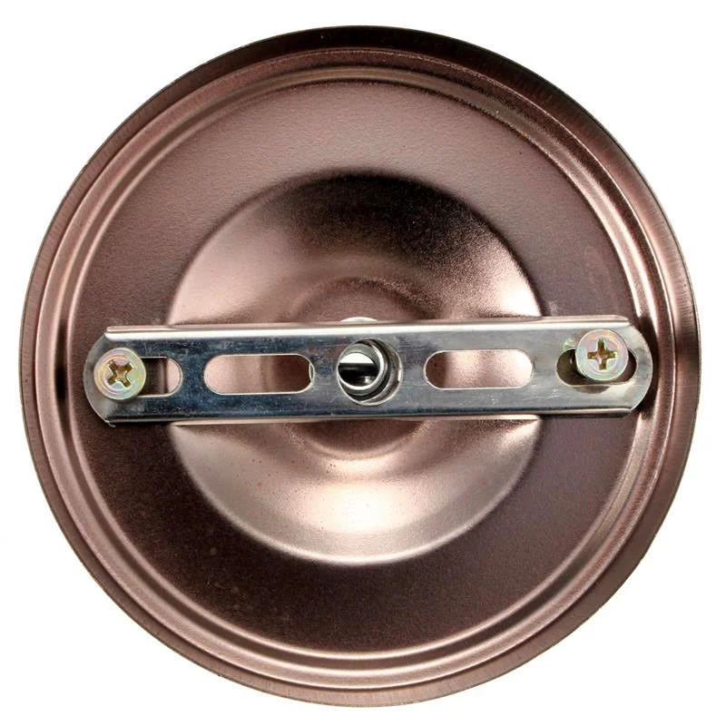 Copper metal ceiling rose with single outlet, round design, 180mm diameter, 40mm height, metal construction