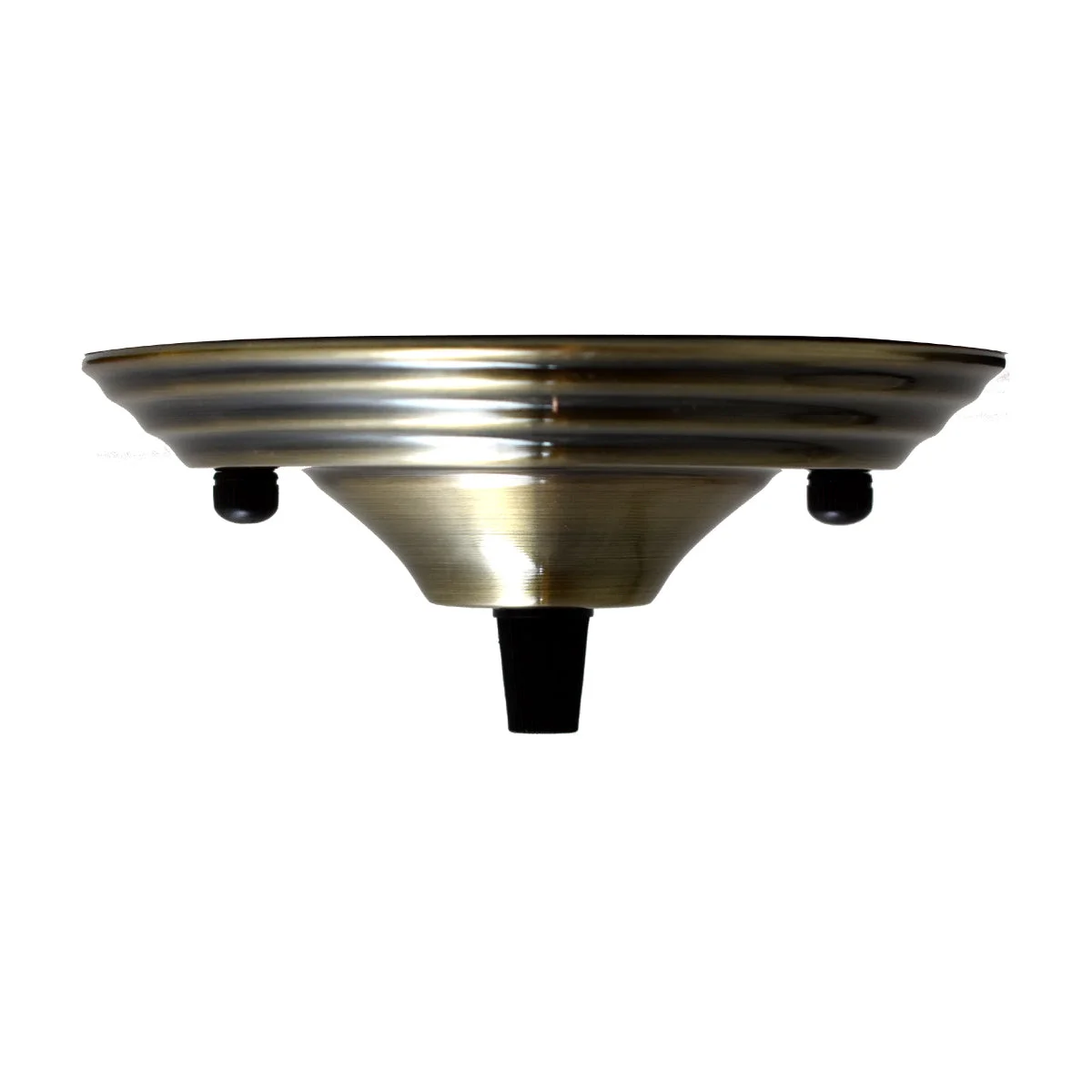 Green brass 140mm diameter single outlet ceiling rose pendant light fitting with cord grip and mounting accessories