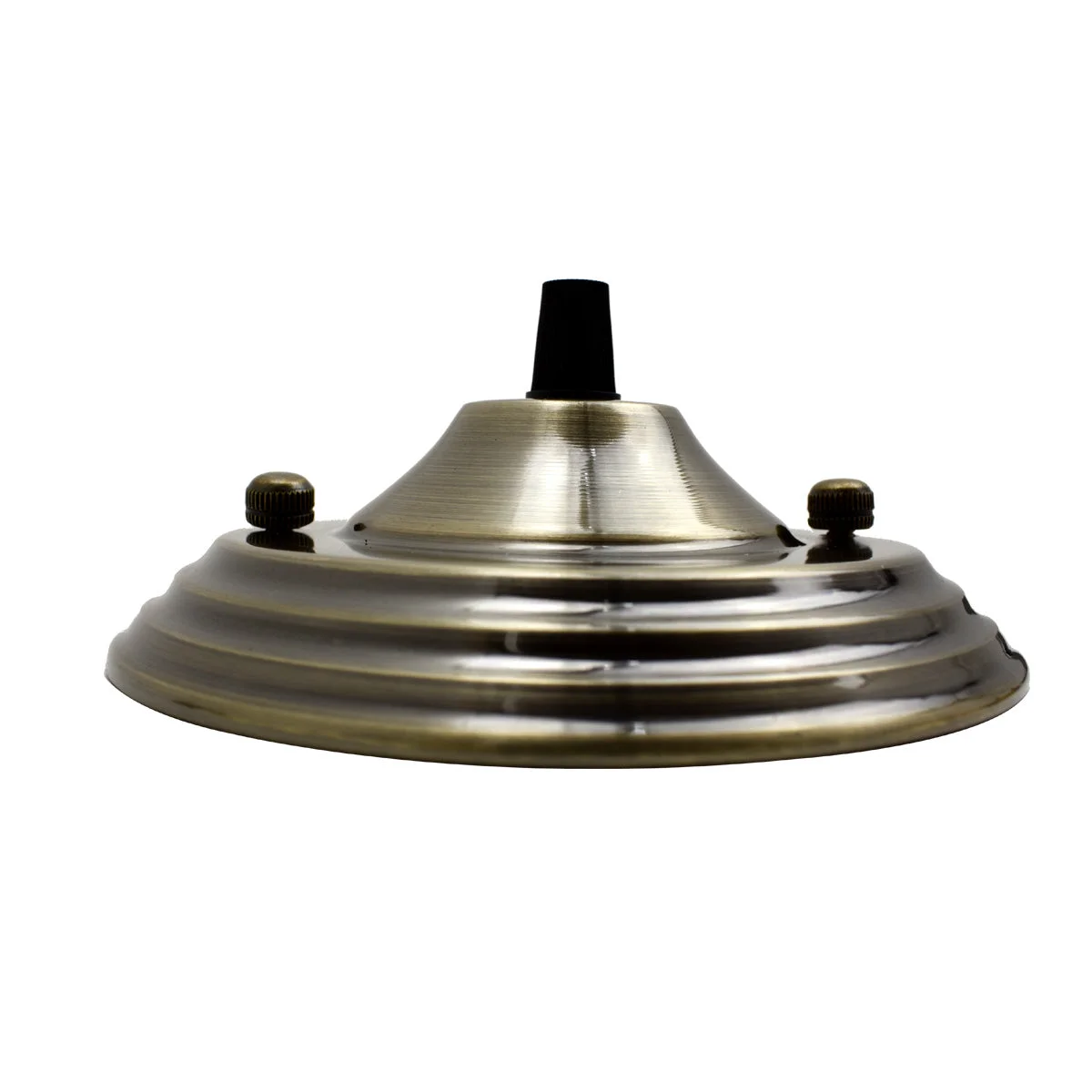 Green brass 140mm ceiling rose with single outlet and cord grip, showcasing easy install ceiling rose design and accessories