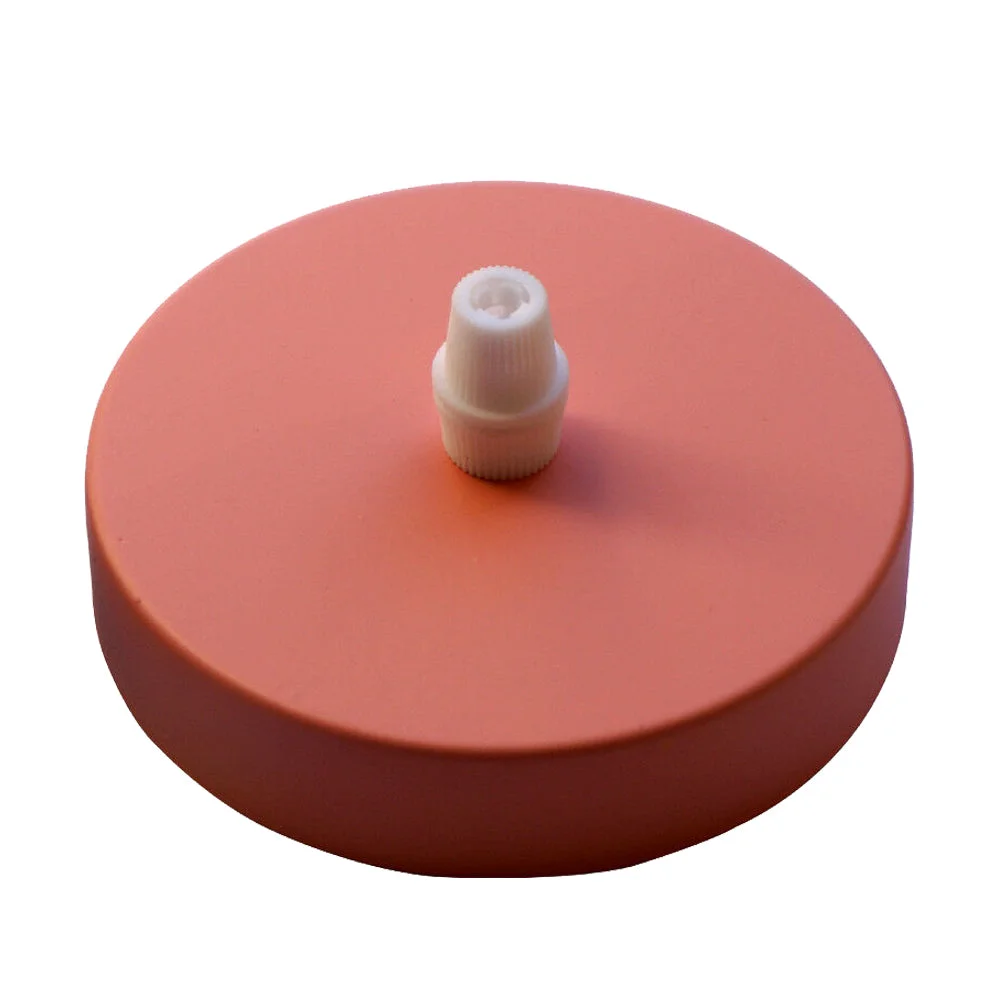 Round pink ceiling rose metal fitting for industrial-style light fixtures, 100mm diameter, vintage design