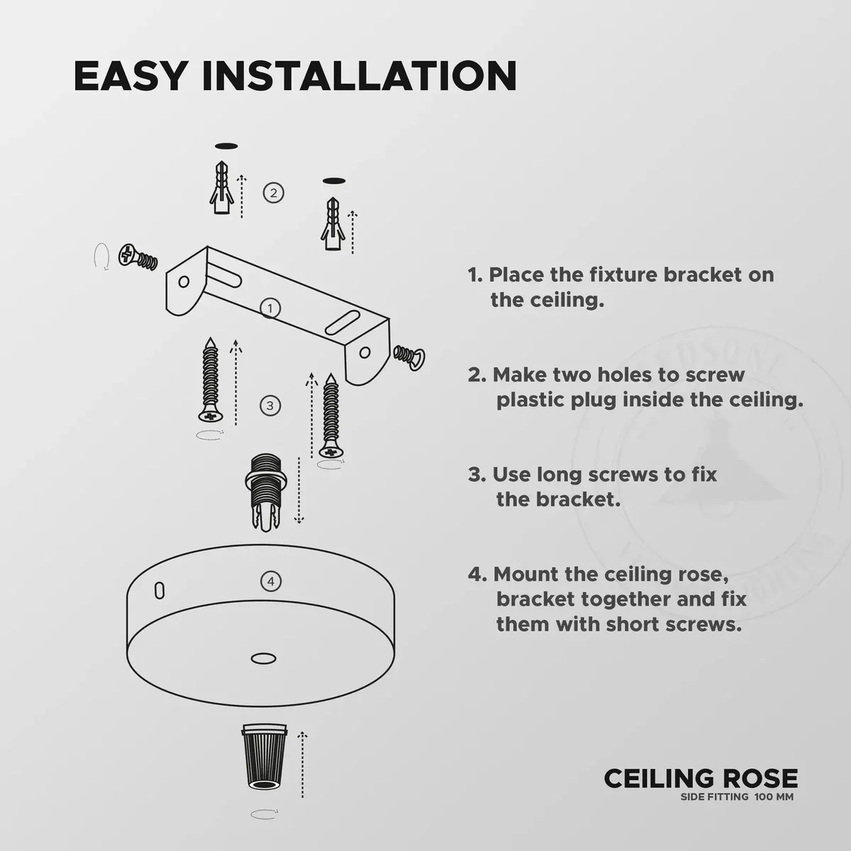 100mm ceiling rose in light green and navy blue metal with single outlet and mounting accessories included