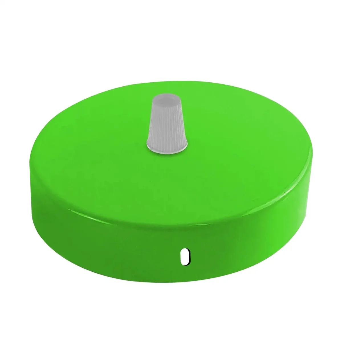 Metal ceiling rose in light green and navy blue, 100mm diameter, with fixing bracket and screws included