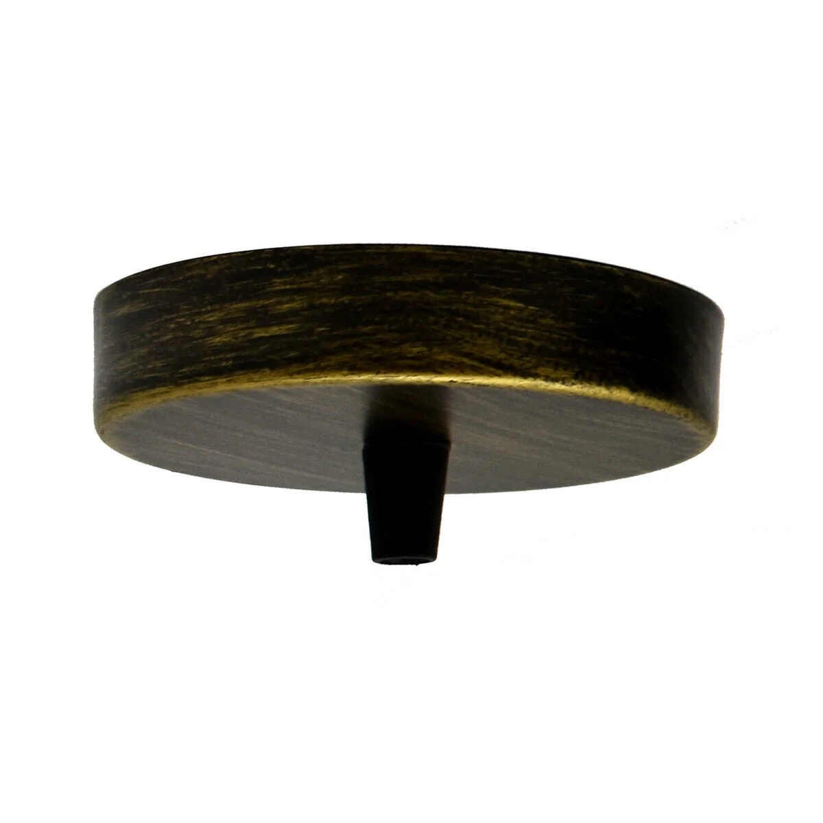 Single outlet ceiling rose in antique brushed brass, round 100mm diameter decorative light fitting accessory