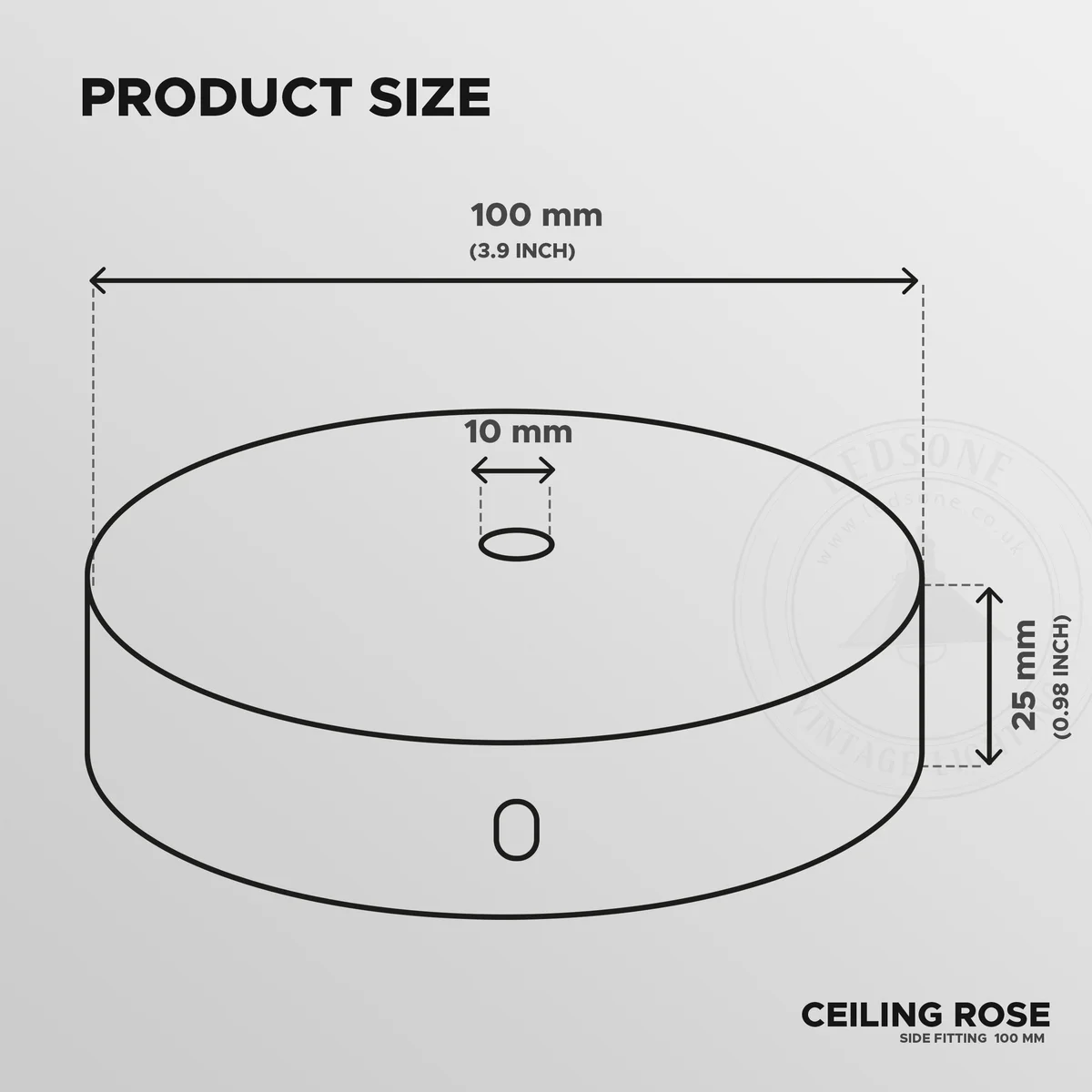 Round antique brass ceiling rose with brushed finish, 100mm diameter, decorative light fitting accessory