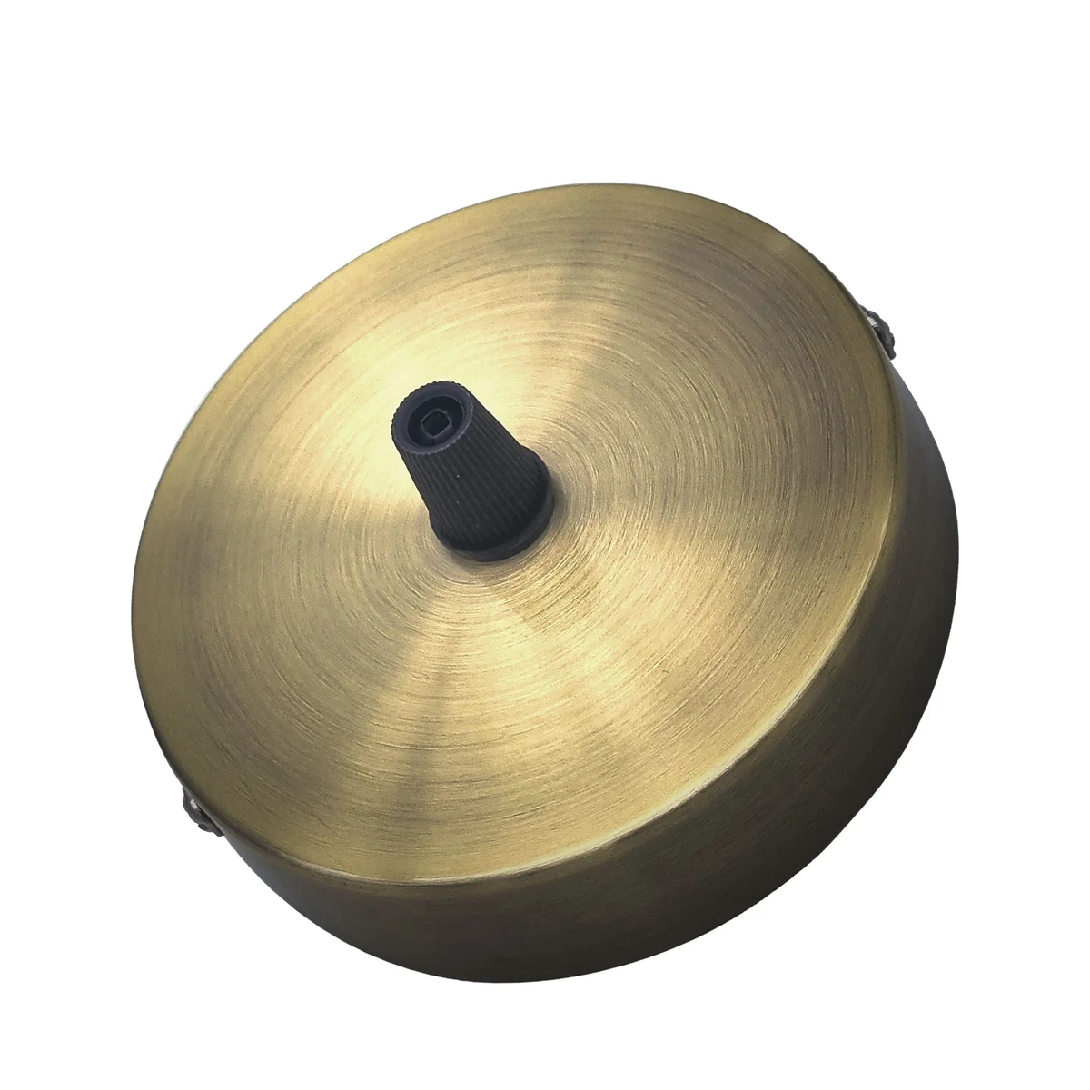 Round green brass ceiling rose with vintage industrial design, 100mm diameter, for pendant light fitting installation