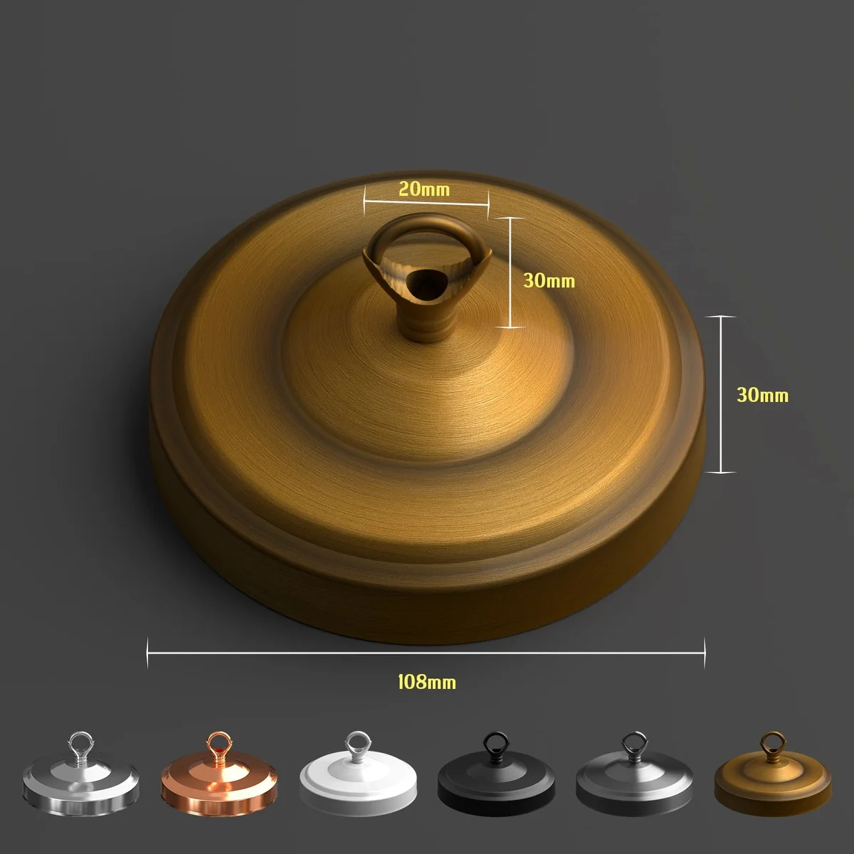 108mm diameter metal ceiling rose hook plate with smooth surface and matching screws for light fittings and chandeliers
